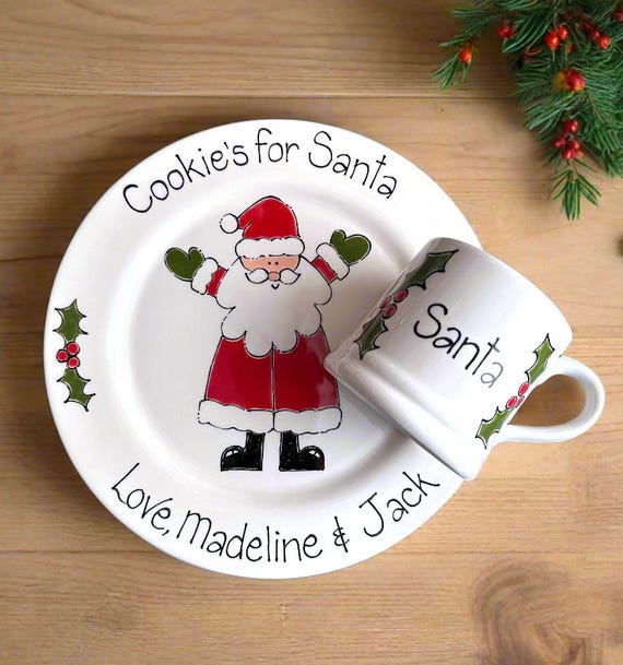 Santa Plate, Personalised Santa Plate, Christmas Eve Plate, Xmas Eve Plate, Cookies for Santa, Santa Christmas Plate, Personalised Plate