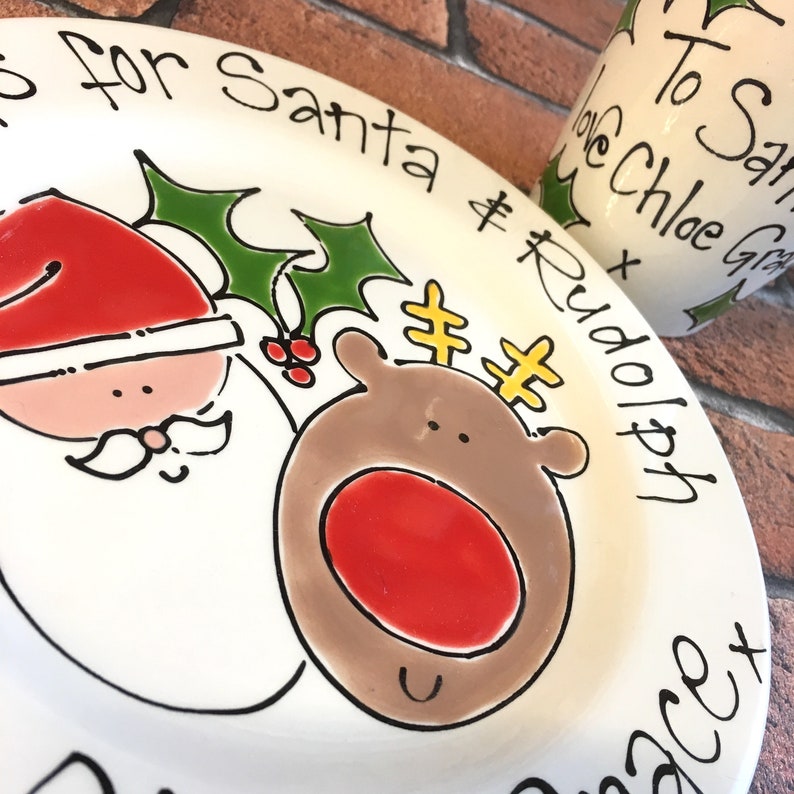 Christmas Eve Plate, Father Christmas Plate, Santa and Rudolf, Xmas Plate, Christmas Plate, Christmas Beaker, Christmas Gift, Santa Plate image 4