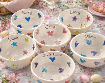 Kids Personalised Cereal Bowl, Custom Name Ceramic Breakfast Bowl, Child Gift, Small Pudding Ice Cream Bowl, Small Bowl for Kids, Child Bowl