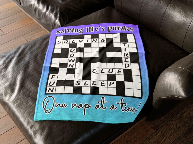 Crossword Puzzle Gift Blanket, Soft Throw for Crossword Lover, Puzzle