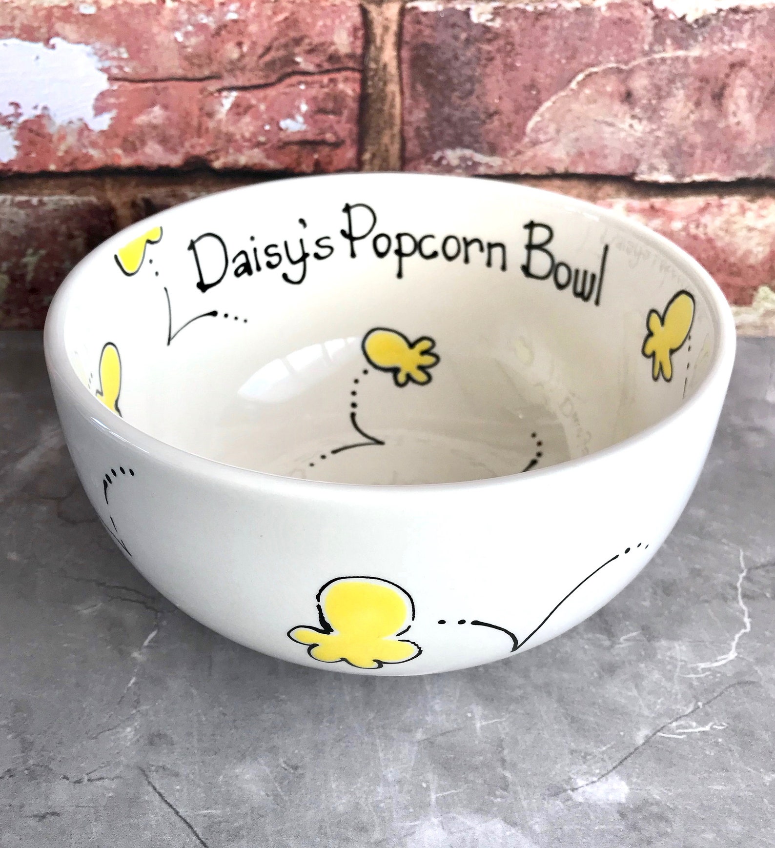 Popcorn Bowl Personalised Pop Corn Bowl Glazed Ceramic Etsy