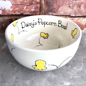 Popcorn Bowl, Personalised Pop Corn Bowl, Glazed Ceramic Bowls, Bowl for Popcorn, Couples Gift, Personalised Gift, Popcorn Bucket, Tub