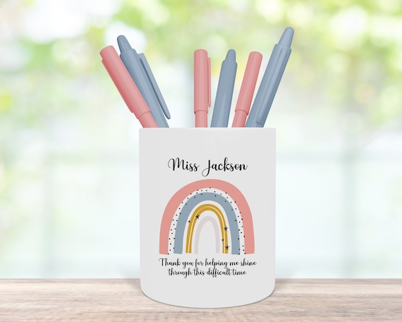 Personalised Pen Pot Thank You Gift for Teacher/Teaching Assistant Present