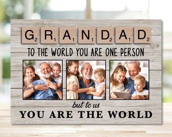 Grandparent Gift on Mothers Day, Grandad Gift from Kids, Grandad Custom Photo Frame Woodblock, Bespoke Gift for Grandad, Grandad Photo Gift