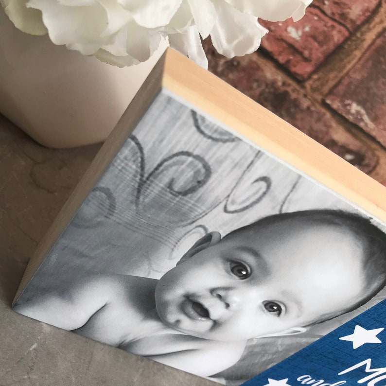 Gift for Mummy /& Daddy Personalised with your own photo I love you to the moon and back photo block Bespoke Keepsake Custom Photo Gift