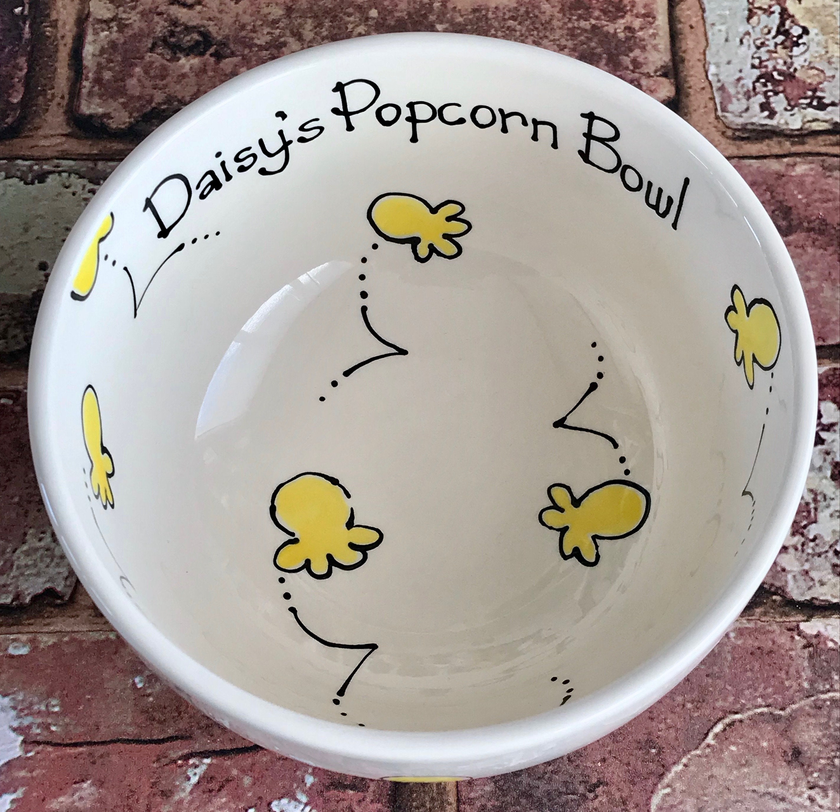 Popcorn Bowl Personalised Pop Corn Bowl Glazed Ceramic Etsy