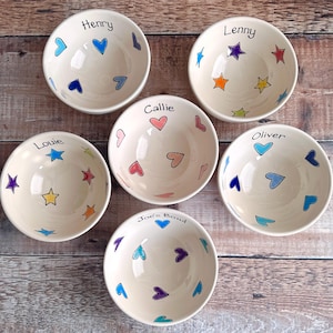 Personalised Breakfast Bowl, Pretty Glazed Ceramic Bowls, Bowl for Child, Mum Dad Gift, Pudding Desert, Ice Cream Bowl, Cereal Bowl Gift