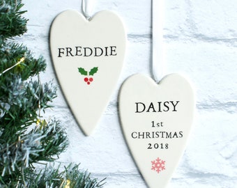 Christmas Stocking Filler Gift, Personalised Pet Gift, Home Decor Hanging Decoration, Pet Memorial, Pet Keepsake, Dog Hanging Ceramic Heart