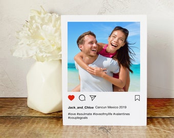 Valentines Day Gift For Him For Her Boyfriend Girlfriend Gift Valentine's Day Gift for Husband Wife Instagram Photo Gift Photo on Wood Gift