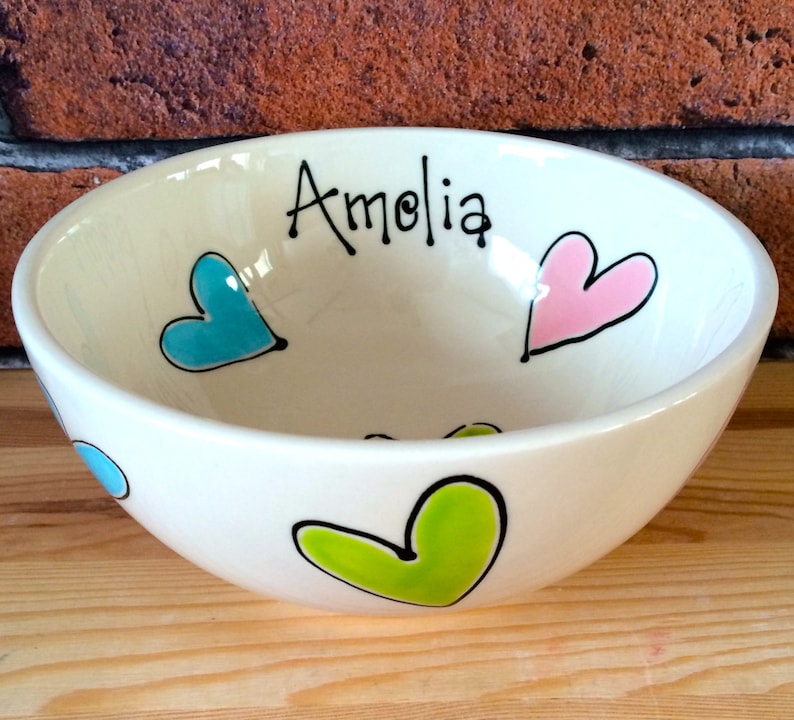 Personalised Bowl Glazed Ceramic Bowls Pretty Cereal Bowl Etsy