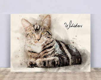 Custom Cat Watercolour Portrait, Cat Gifts, Cat Print, Cat Art, Cat Memorial Gift, Cat Gift, Pet Gift, Kitten Portrait Art, Cat Portrait