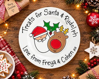 Christmas Eve Plate, Father Christmas Plate, Santa and Rudolf, Xmas Plate, Christmas Plate, Christmas Beaker, Christmas Gift, Santa Plate