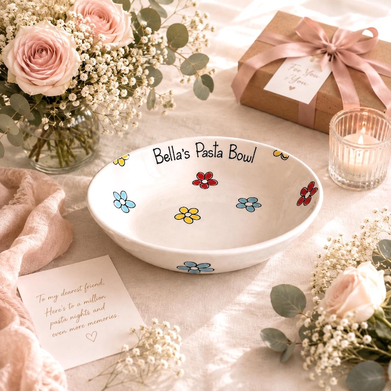 Personalised Pasta Bowl, Buddha Bowl, Glazed Ceramic Bowls, Pretty bowl, Gifts for Her, Gifts for Him, Whimsical Bowl, Personalised Gift