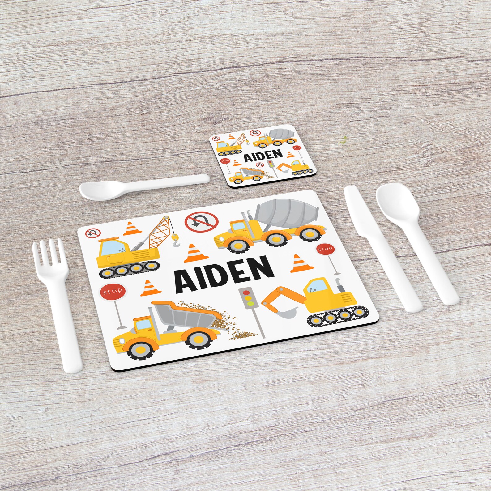 Construction Placemat Toddler Placemat Personalised Kids Etsy UK