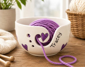 Ceramic Yarn Bowl, Mothers Day Gift, Gift for Mum, Gift for Nan, Knitting Yarn Bowl, Crochet Knitters Gift, Pottery Yarn Bowl, Yarn Holder