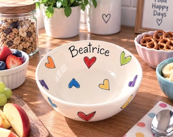 Personalised Snack Bowl, Custom Name Ceramic Bowl, Kids & Adults Snack Bowl, Hand Painted Treat Bowl, Personalised Food Bowl Gift