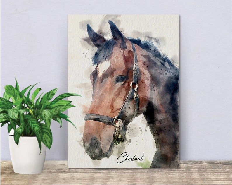 Custom Watercolour Portrait, Horse Gifts, Horse Print, Horse Canvas Art, Horse Memorial Gift, Horse Remembrance Sympathy, Horse Lover Gift image 3