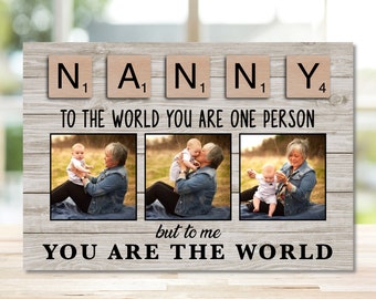 Grandparent Gift on Mothers Day, Grandad Gift from Kids, Grandad Custom Photo Frame Woodblock, Bespoke Gift for Grandad, Grandad Photo Gift