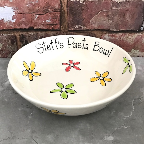 Pasta Bowl, Buddha Bowl, Glazed Ceramic Bowls, Pretty Personalised bowl, Gifts for Her, Gifts for Him, Whimsical Bowl, Personalised Gift