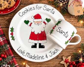 Santa Plate, Personalised Santa Plate, Christmas Eve Plate, Xmas Eve Plate, Cookies for Santa, Santa Christmas Plate, Personalised Plate