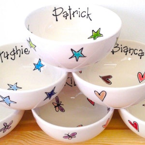 Birthday Gift Personalised Bowl, Xmas Stocking Filler, Glazed Ceramic Bowls, Mum Gift, Dad Gift, Popcorn Bowl, Ice Cream Bowl, Cereal Bowl