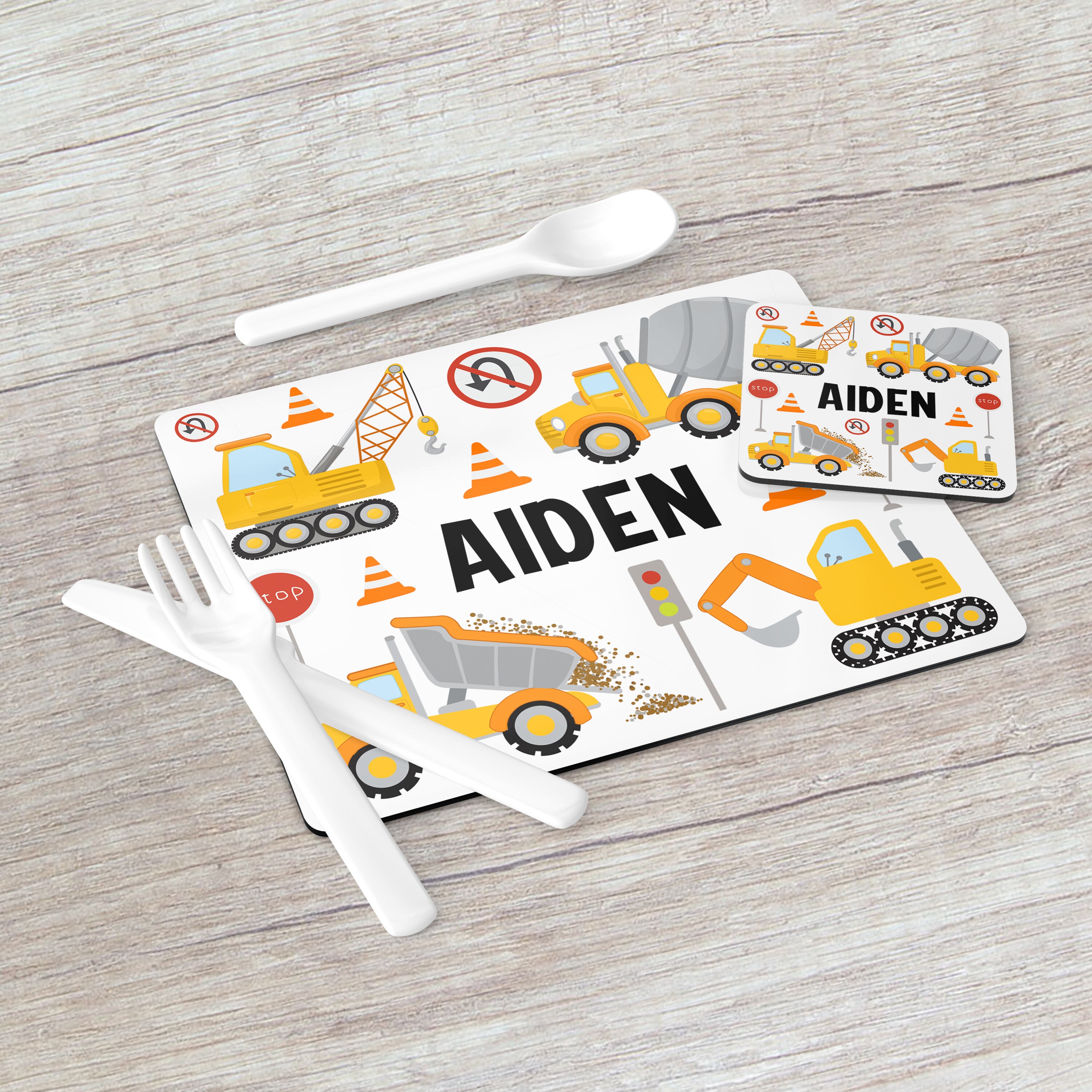 Construction Placemat Toddler Placemat Personalised Kids Etsy UK
