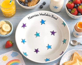 Weetabix Bowl, Pasta Bowl, Nanny Gift, Breakfast Bowl, Glazed Ceramic Bowls, Pretty Personalised bowl, Gift for Her, for Him, Personalised,