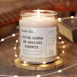 New Parents Candle Gift, Gift for New Parents, Scented 9oz Candle, Cute New Baby Candle, Gift for Pregnant Friend, Couples Pregnancy Gift