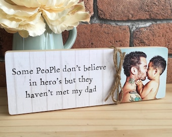 Daddy Hero Plaque, Daddy Shelf Sitter, Daddy Gift, Dad Photo Block, Grandad Plaque, Grandpa, Pops, Papa, Photo Gift, Personalised Photo Gift