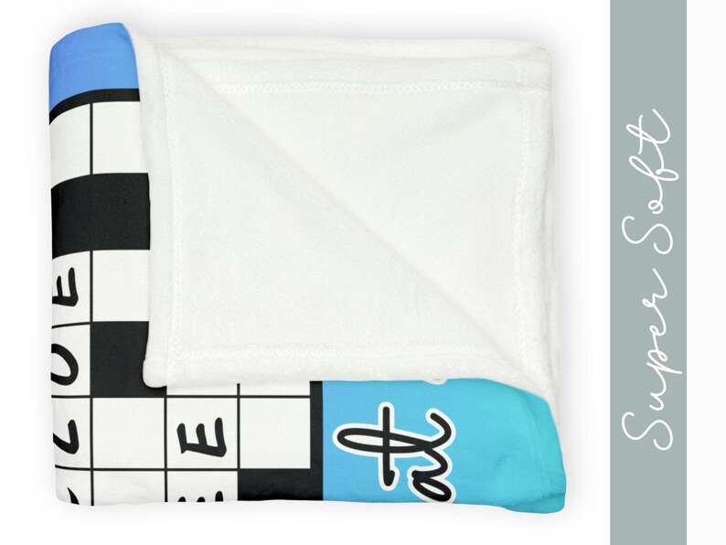 Crossword Puzzle Gift Blanket, Soft Throw for Crossword Lover, Puzzle