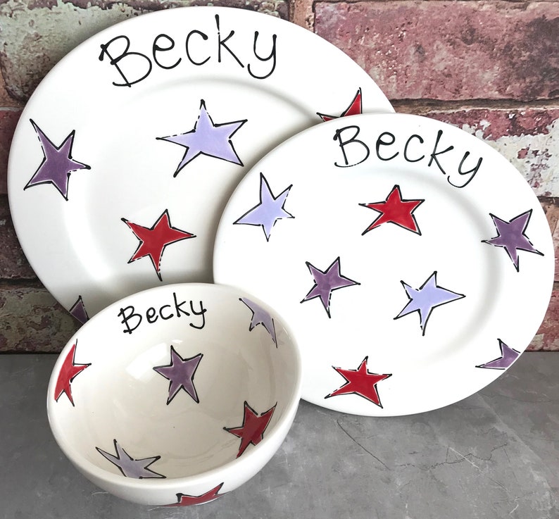 Personalised Dinner Set Ceramic Plates & Bowl Set Dinner Etsy