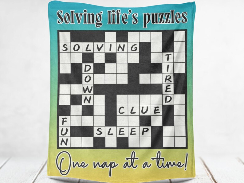Crossword Puzzle Gift Blanket, Soft Throw for Crossword Lover, Puzzle