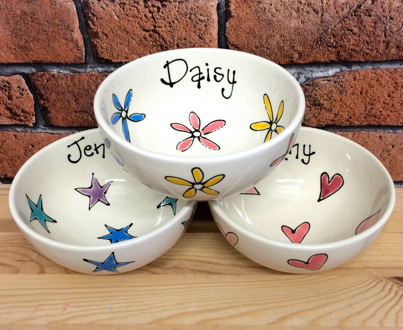 Personalised Bowl Glazed Ceramic Bowls Pretty Cereal Bowl Etsy