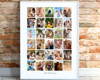 Large Personalised Wall Picture Frame Collage, Custom Picture Frame Gift, Family 30 Photo Collage, Photo Wall Art, Personalised Multi Frame
