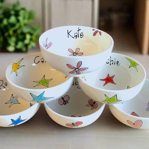 Personalised Bowl, Glazed Ceramic Bowls, Pretty bowl, Mum Gift, Dad Gift, Popcorn Bowl, Personalised Gift, Ice Cream Bowl, Cereal Bowl