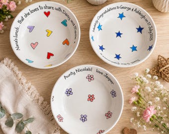 Personalised Pasta Bowl, Any Text, Buddha Bowl, Glazed Ceramic Bowls, Pretty bowl, Gifts for Her, Gifts for Him, Personalised Whimsical Bowl