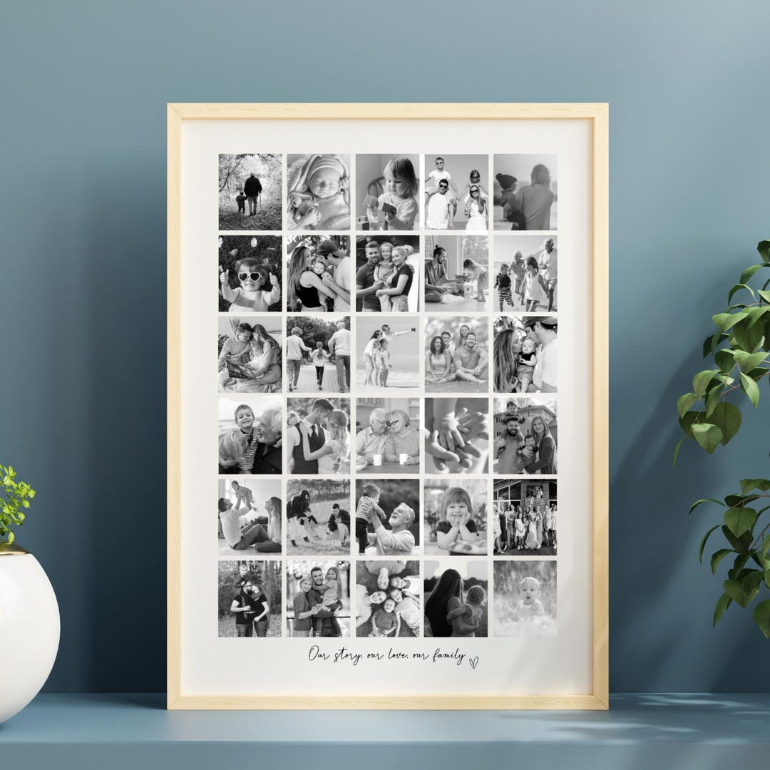 Custom Collage Wall Art, Custom Family Wall Picture Frame, Large 30 ...