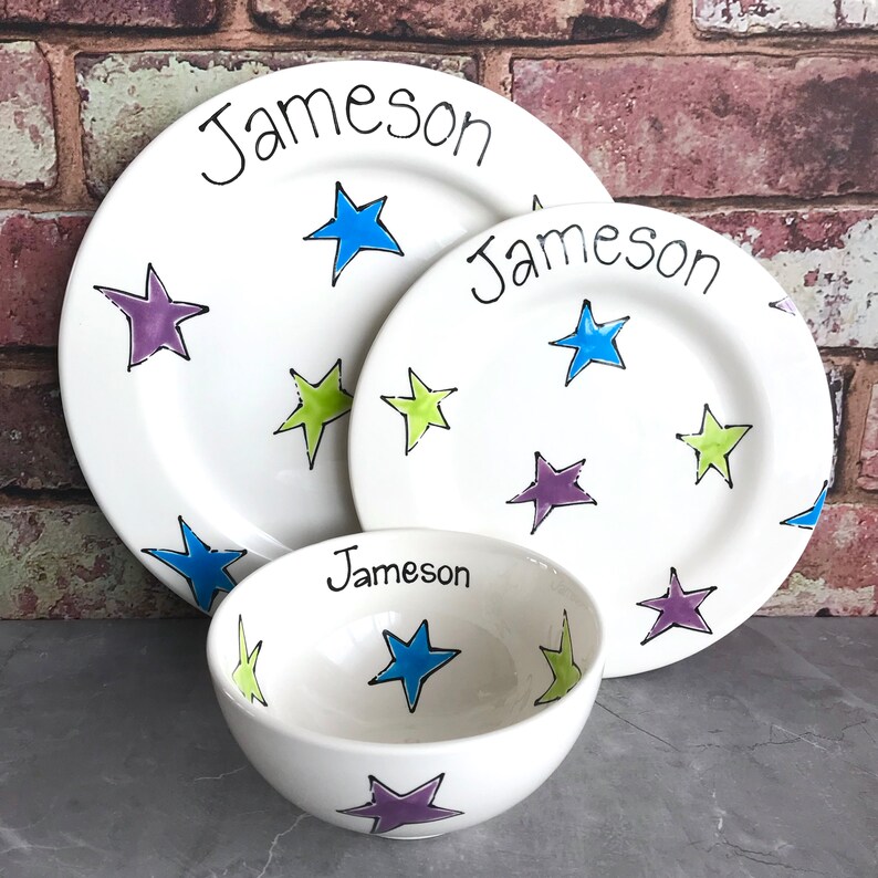 Personalised Dinner Set Ceramic Plates & Bowl Set Dinner Etsy