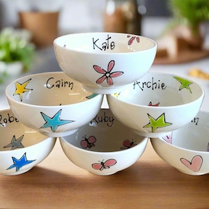 Personalised Bowl, Glazed Ceramic Bowls, Pretty bowl, Mum Gift, Dad Gift, Popcorn Bowl, Personalised Gift, Ice Cream Bowl, Cereal Bowl