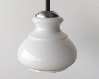 White globe milk glass vintage seventies white opaline up down lighting / Scandinavian suspension / Holy10 Paris