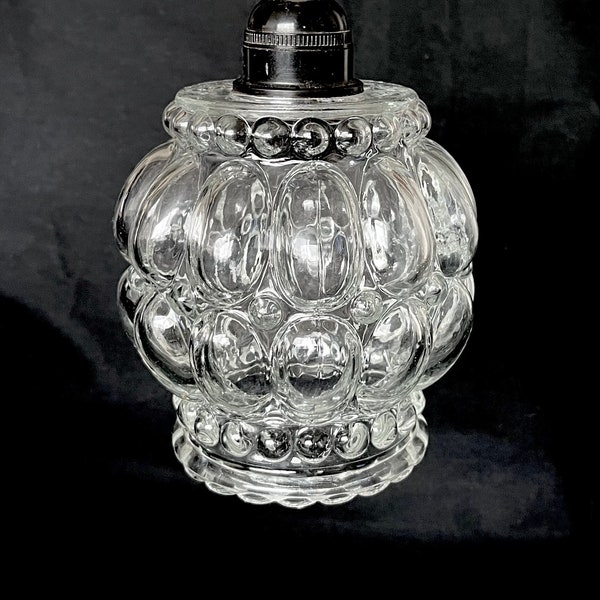 Petit lustre globe verre transparent BULLES / luminaire années 70 / Holy10 Paris