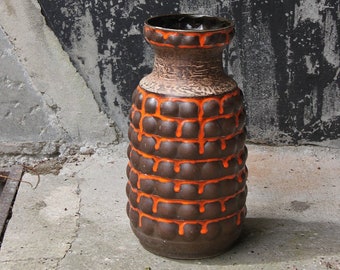 Items Similar To Large Vase Floor Seventies Brown Orange Ceramic
