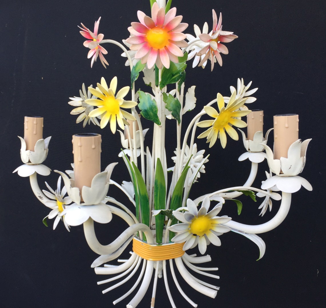 Italienisches Kronleuchter Blech Vintage 5 Kerzen / | Etsy