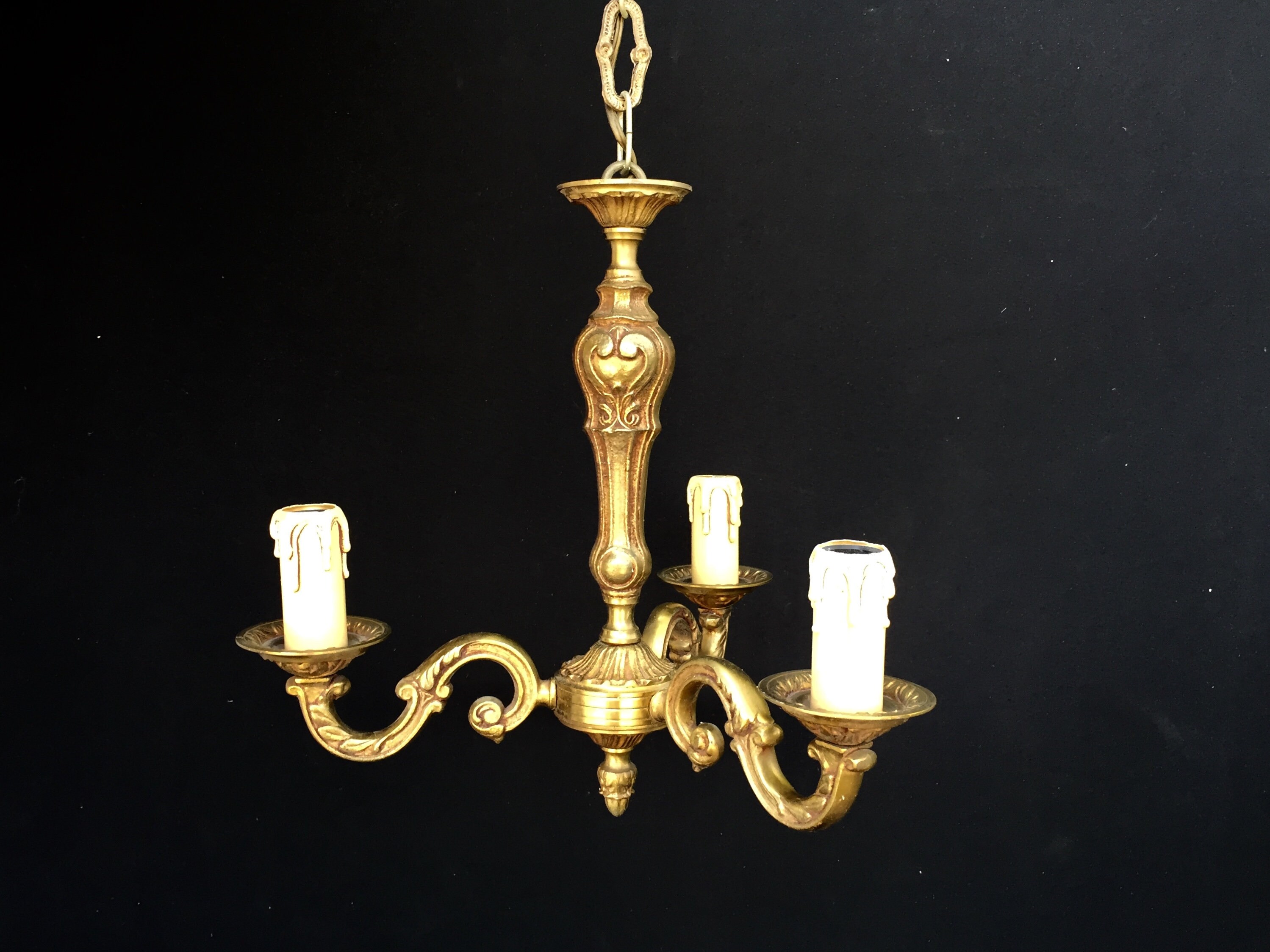 Lustre Métal Bronzé 3 Bougies/Versailles Louis Xvi Style Luminaire Antique Holy10 Paris