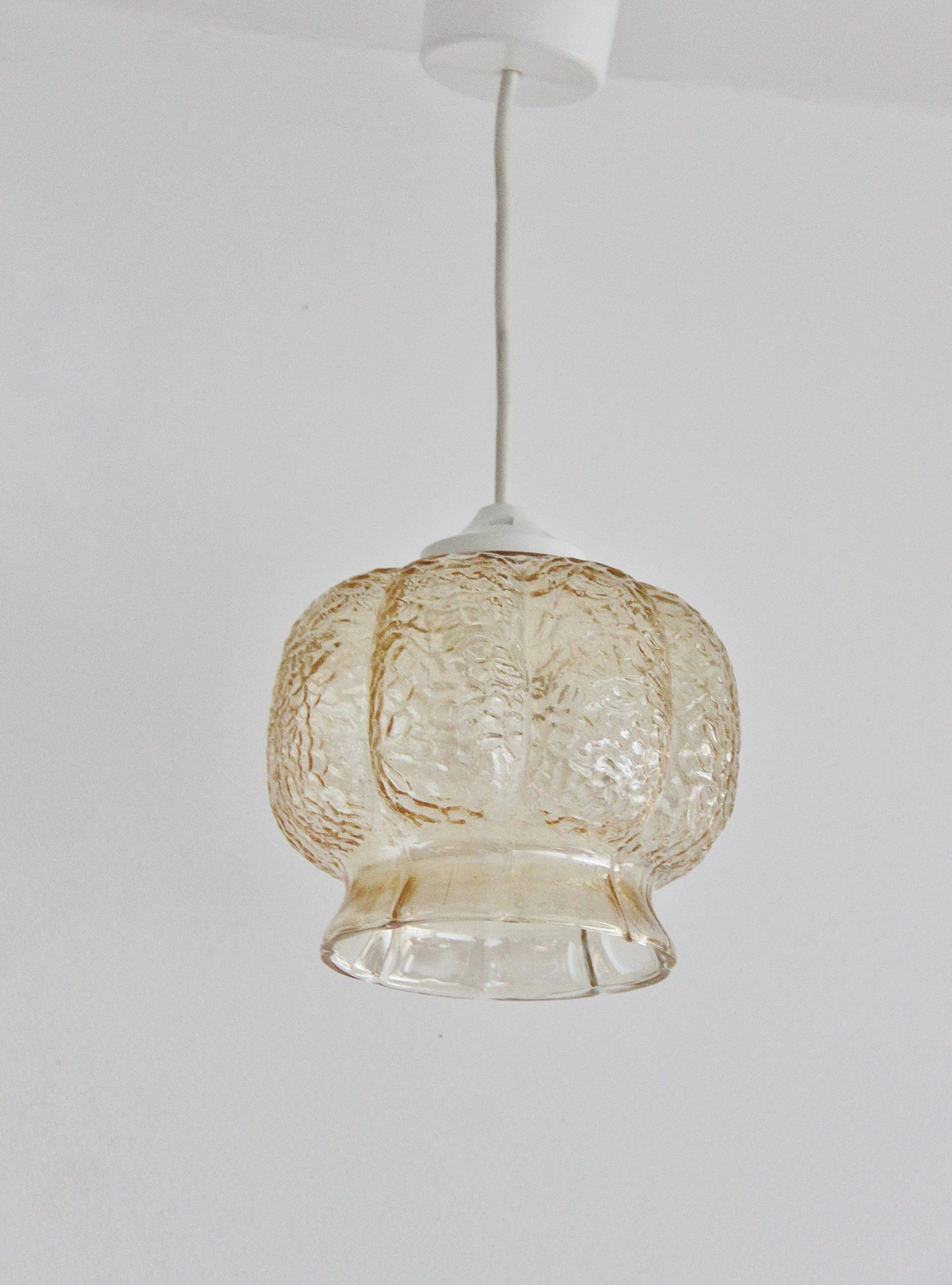 Lustre Boule Vintage Globe Verre Ambré Bulle/3 Disponibles Suspension Seventies Holy10 Paris France