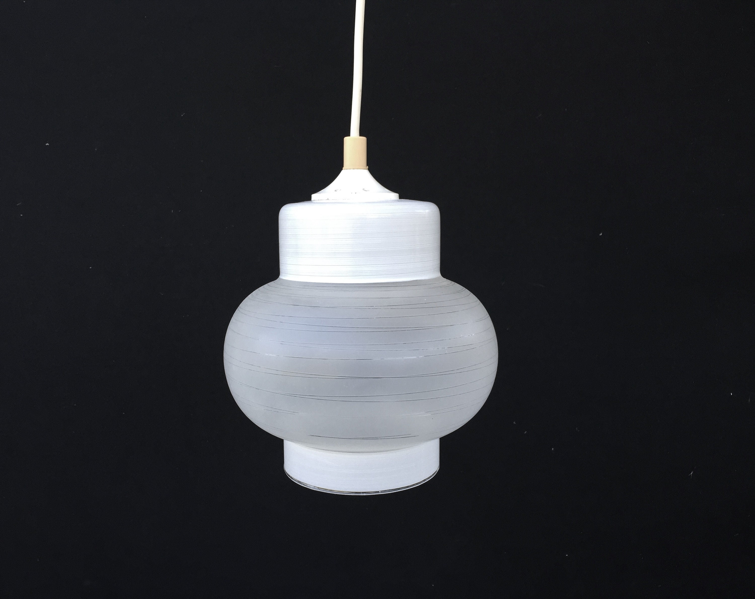 Petit Globe Blanc Lustre Suspension Abat-Jour Cylindre Vintage Verre de Lait/Lampe Opaline Blanche F