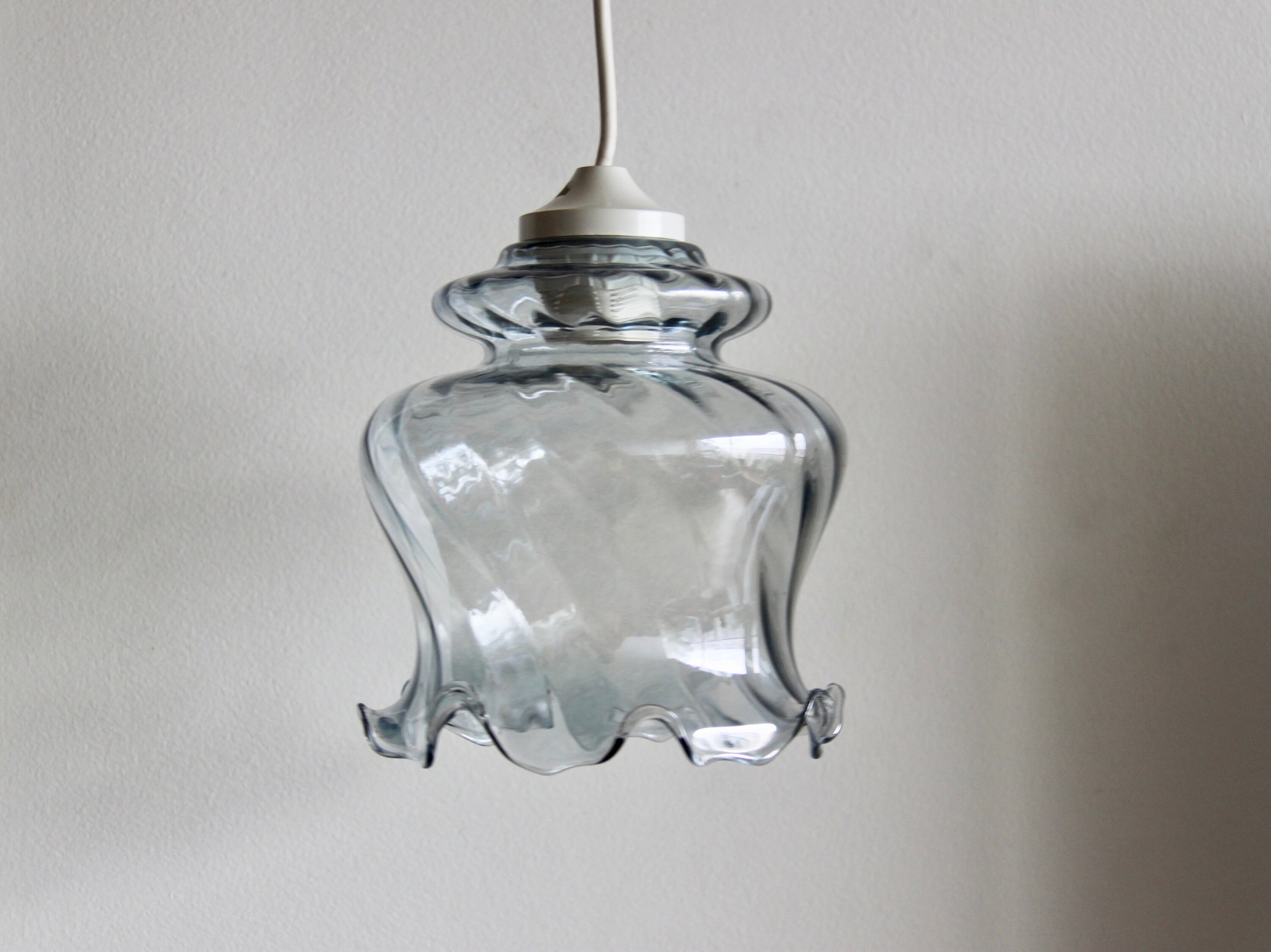 Globe Verre Lustre Suspension Cylindre Abat-Jour Vintage Seventies Transparent/Holy10 Paris