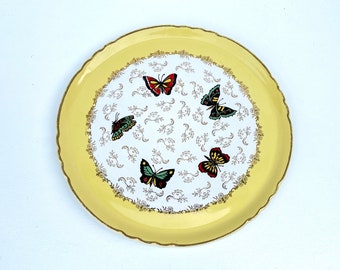 Round dish with butterfly motif Orchies Moulin des loups France / vintage tableware / Holy10 Paris