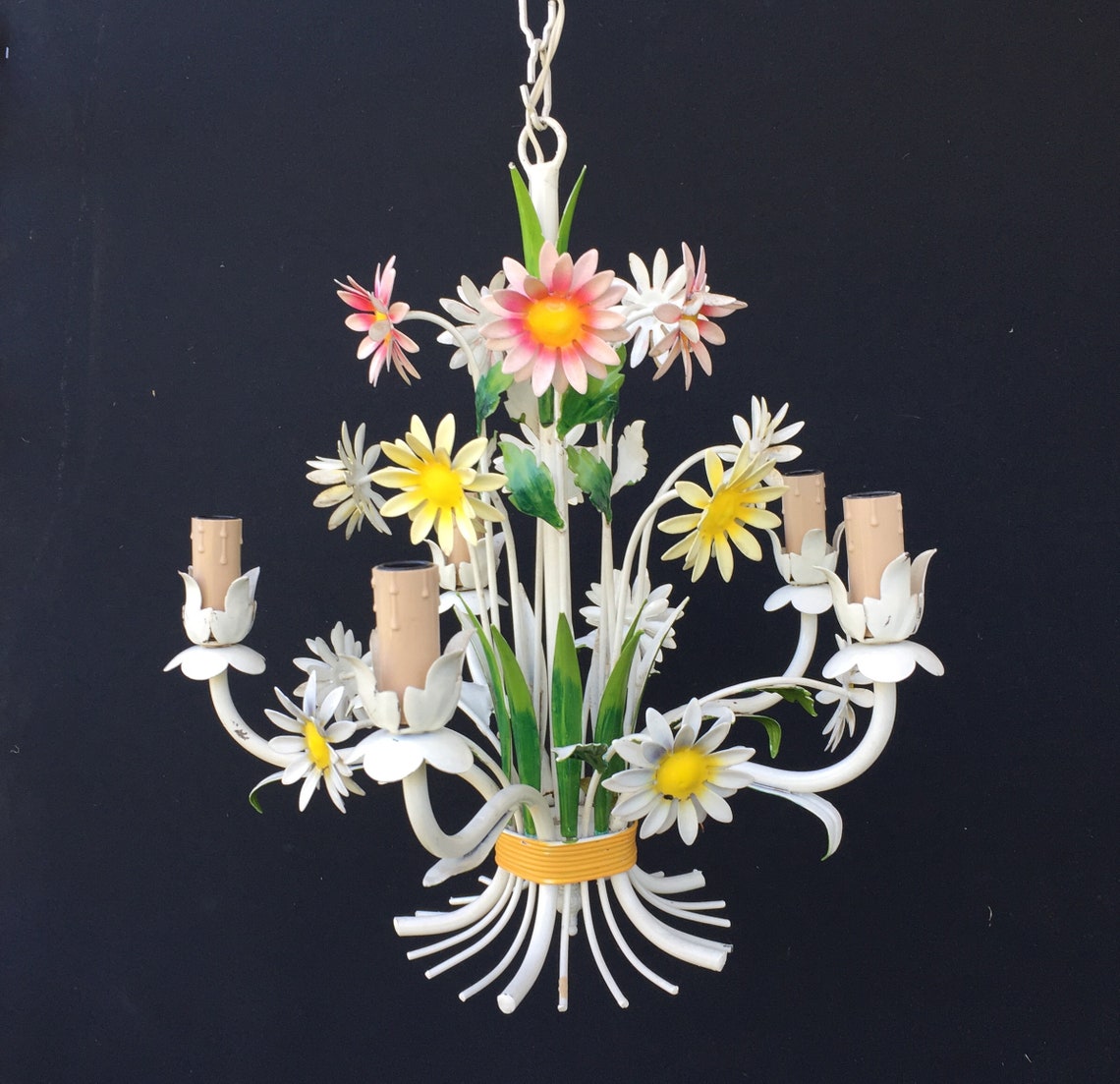 Italienisches Kronleuchter Blech Vintage 5 Kerzen / | Etsy