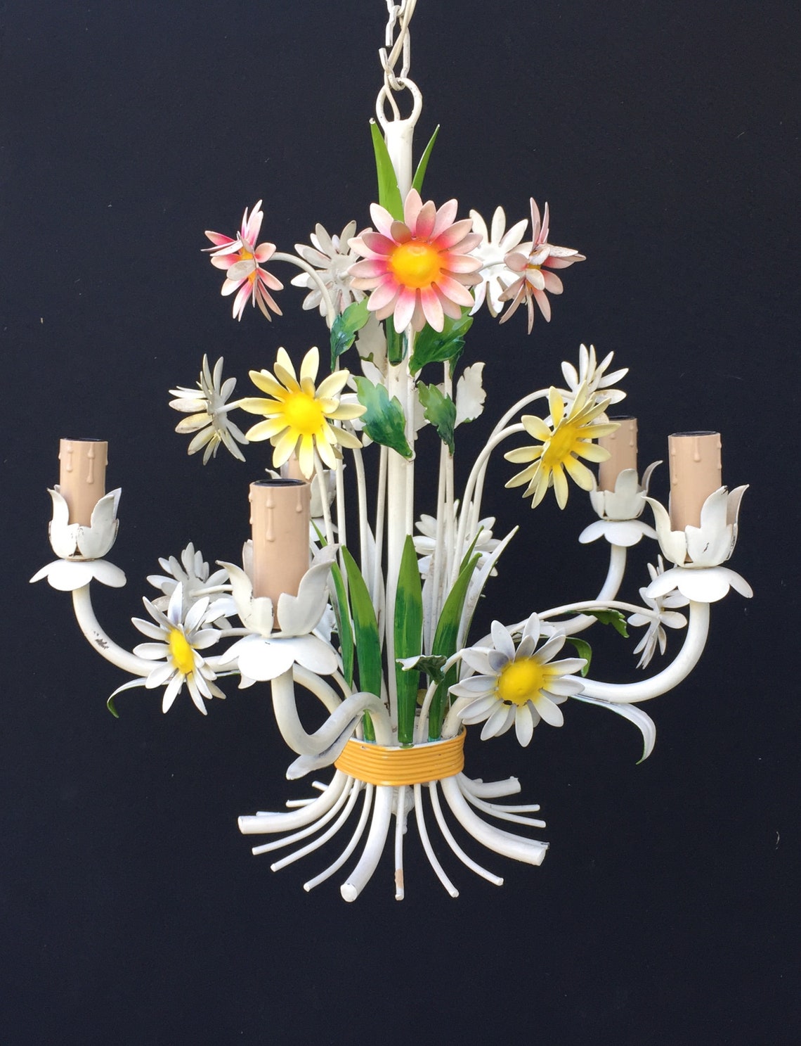 Italienisches Kronleuchter Blech Vintage 5 Kerzen / | Etsy